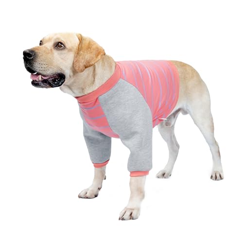 HDKUW Ellenbogenschutz-Shirt, Hundebein-Genesungsanzug zur Verhinderung von Lecken von Wunden, Hunde-Shirt mit Netzpolster für kleine, mittelgroße und große Hunde, Rosa, Größe XL von HDKUW