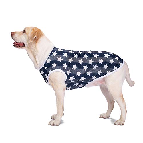 HDKUW Haustierkleidung, Sommer-T-Shirt, kühl, atmungsaktiv, Sonnenschutz, Hundeweste, Kleidung, Outfit für mittelgroße und große Hunde, blauer Stern, Größe 5XL von HDKUW