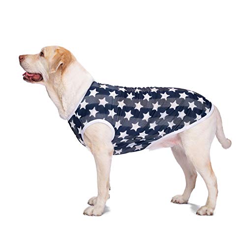 HDKUW Haustierkleidung, Sommer-T-Shirt, kühl, atmungsaktiv, Sonnenschutz, Hundeweste, Kleidung, Outfit für mittelgroße und große Hunde, blauer Stern, Größe 6XL von HDKUW