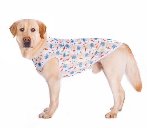 HDKUW Haustierkleidung, Sommer-T-Shirt, kühl, atmungsaktiv, Sonnenschutz, Hundeweste, Kleidung, Outfit für mittelgroße und große Hunde, blaues Kaninchen, Größe 4XL von HDKUW