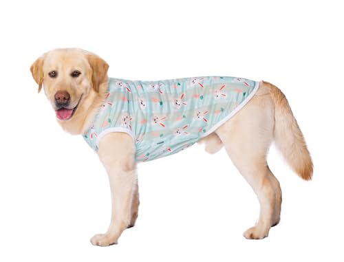 HDKUW Haustierkleidung, Sommer-T-Shirt, kühl, atmungsaktiv, Sonnenschutz, Hundeweste, Kleidung, Outfit für mittelgroße und große Hunde, hellgrün, Kaninchen, Größe 6XL von HDKUW