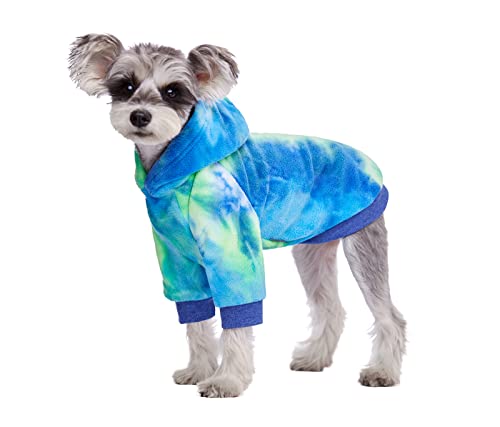 HDKUW Hunde-Kapuzenpullover, Hunde-Winterkleidung, Haustier-Kapuzenpullover, Hundeoutfit Mantel Bekleidung für kleine, mittelgroße und große Hunde, Grün / Blau, Größe M von HDKUW