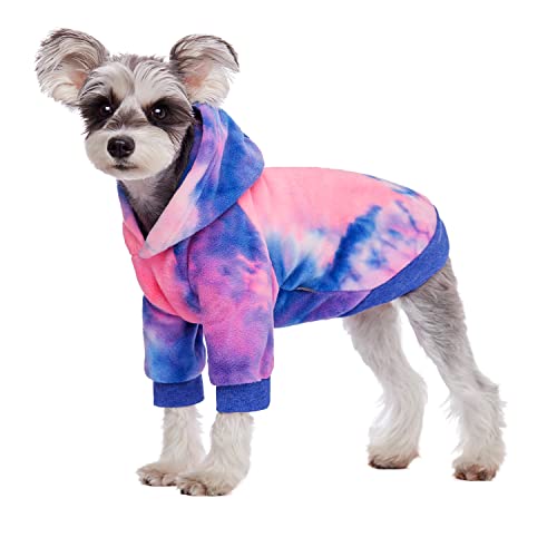 HDKUW Hunde-Kapuzenpullover, Winterkleidung, Haustier-Kapuzenpullover, Hundeoutfit Mantel für kleine, mittelgroße und große Hunde, Rosa, Blau, Größe M von HDKUW