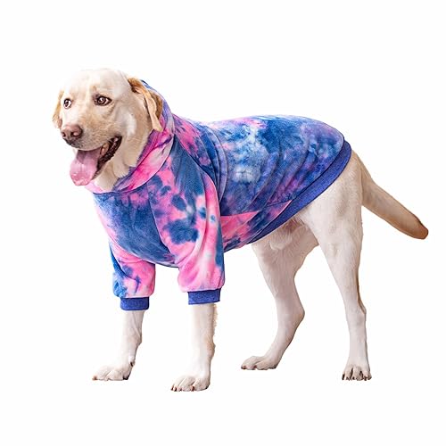 HDKUW Hunde-Kapuzenpullover, Winterkleidung, Haustier-Kapuzenpullover, Hundeoutfit für kleine, mittelgroße und große Hunde, Rosa, Blau, 5XL von HDKUW