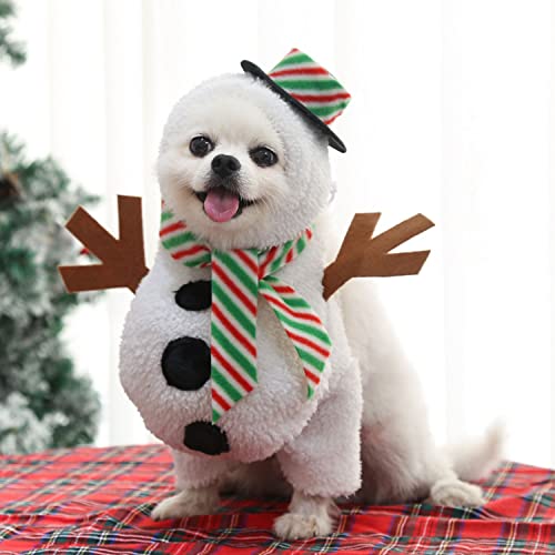 HDKUW Schneemann-Kostüm für kleine Hunde, lustiges Cosplay-Kostüm für kleine Hunde, perfekt für Weihnachtsfeiern für Katzen, Welpen, kleine Hunde, Größe L von HDKUW