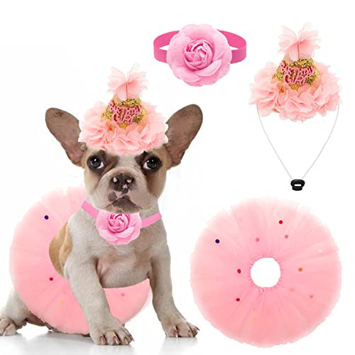 Hunde-Halsband mit Blume, Kronenhut, Welpen, Prinzessin, Hundekostüm, Hundekleider, Partyzubehör, Tutu Rock, Outfit für kleine Hunde und Katzen von HDKUW