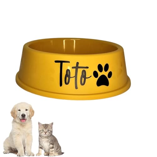 Benutzerdefinierte Haustier Schalen Mit Namen, Personalisierte Hundenapf/Katzennapf, Personalisierte Hundefutter Wasserschalen, Kunststoff-Futterschale Für Große/Kleine/Hund/Katze(Yellow) von HDLOVE