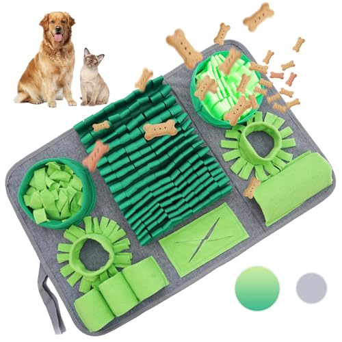 HDOELGP Haustier Hunde Katzen Kaninchen Training Matten Smart Toys Fütterungsmatten Interaktive Geruchsteppiche Ultra Strapazierfähiges Material 8 Trainingselemente Maschinenwaschbar grüner von HDOELGP