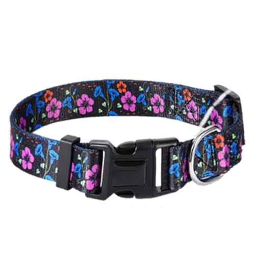 Weiches Hundehalsband mit Blume, verstellbares Halsband für kleine, mittelgroße und große Hunde, Größe M für Spaziergänge, Laufen, Training von HDONONGYIRO