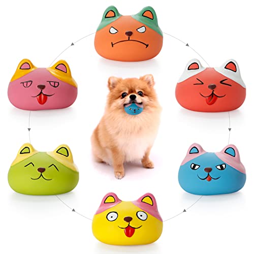 HDSX Quietschendes Hundespielzeug, lustige Tier-Hundebälle für Welpen, kleine Haustiere, 6 Stück/Set (Katze) von HDSX
