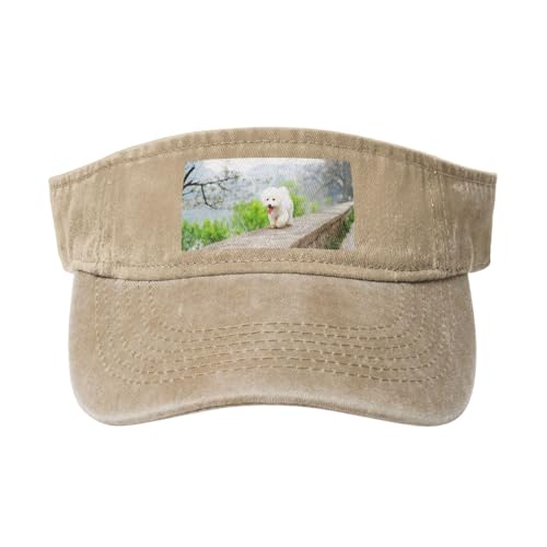 Bichon Frise Park Haustiere Hunde Bichon Frise Hunde, Verstellbare Leere Baseballkappe, Sport-Sonnenblendenhüte, Unisex-Sonnenschutz-Schirmkappe von HDTVTV