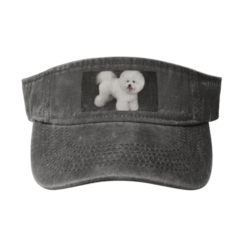 Bichon Frise Weiße Hunde Haustiere Hunde Bichon Frise, Verstellbare leere Baseballkappe, Sport-Sonnenblendenhüte, Unisex-Sonnenschutz-Schirmkappe von HDTVTV