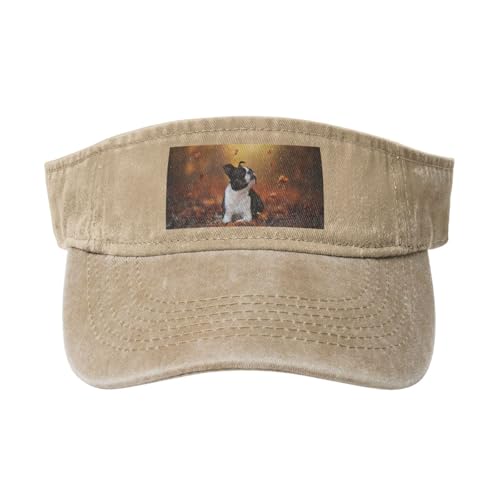 Boston Terrier Herbst Bokeh Hunde Hunde In, Verstellbare Leere Baseballkappe, Sport-Sonnenblendenhüte, Unisex-Sonnenschutz-Schirmkappe von HDTVTV