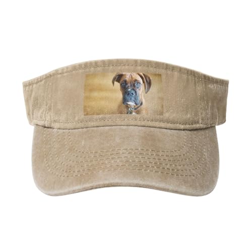 Boxer Hunde Welpen Haustiere Hunde, Verstellbare Leere Baseballkappe, Sport-Sonnenblendenhüte, Unisex-Sonnenschutz-Schirmkappe von HDTVTV