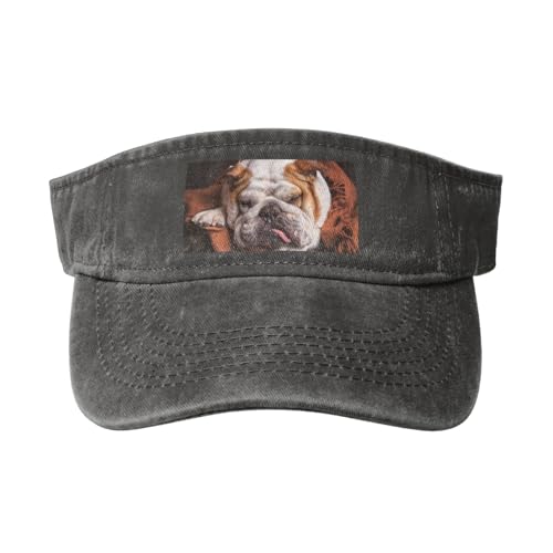 Englische Bulldoggen Maulkorb Haustiere Schlafende Hunde, Verstellbare leere Baseballkappe, Sport-Sonnenblendenhüte, Unisex-Sonnenschutz-Schirmkappe von HDTVTV