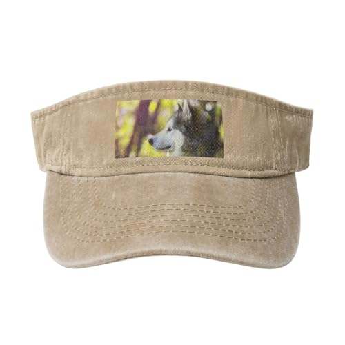 HDTVTV Alaskan Malamute Bokeh Haustiere Hunde süß, Verstellbare Leere Baseballkappe, Sport-Sonnenblendenhüte, Unisex-Sonnenschutz-Schirmkappe von HDTVTV