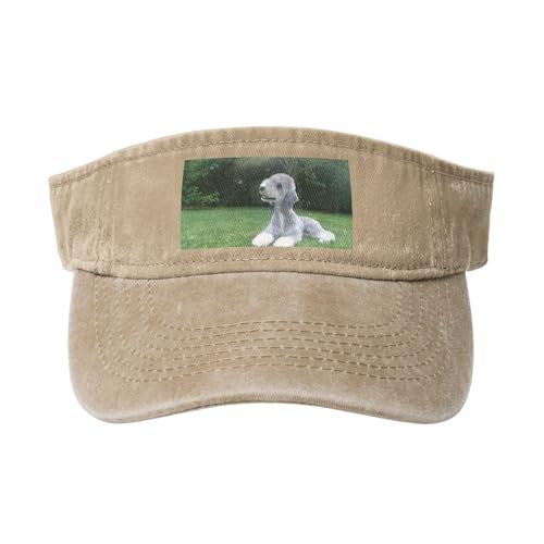 HDTVTV Bedlington Terrier Lustige Hunde Pelzige Hunde Haustiere, Verstellbare Leere Baseballkappe, Sport-Sonnenblendenhüte, Unisex-Sonnenschutz-Schirmkappe von HDTVTV