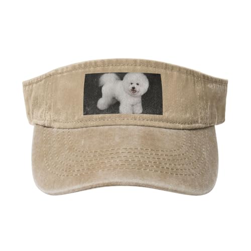 HDTVTV Bichon Frise Weiße Hunde Haustiere Hunde Bichon Frise, Verstellbare Leere Baseballkappe, Sport-Sonnenblendenhüte, Unisex-Sonnenschutz-Schirmkappe von HDTVTV