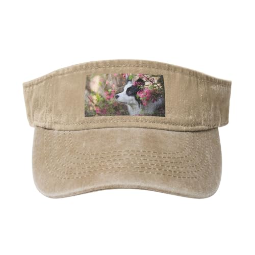 HDTVTV Border Collie Hund Haustier Süß Tiere, Verstellbare Leere Baseballkappe, Sport-Sonnenblendenhüte, Unisex-Sonnenschutz-Schirmkappe von HDTVTV