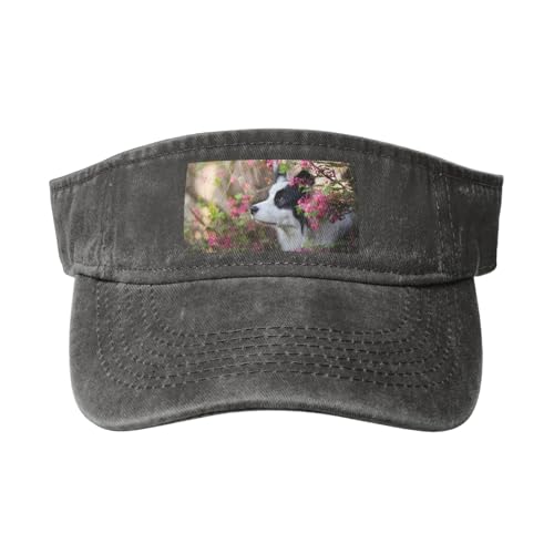 HDTVTV Border Collie Hund Haustier Süß Tiere, Verstellbare leere Baseballkappe, Sport-Sonnenblendenhüte, Unisex-Sonnenschutz-Schirmkappe von HDTVTV