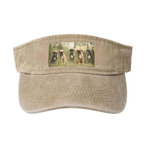 HDTVTV Boxer Hunde Welpen Haustiere Familienhunde, Verstellbare Leere Baseballkappe, Sport-Sonnenblendenhüte, Unisex-Sonnenschutz-Schirmkappe von HDTVTV