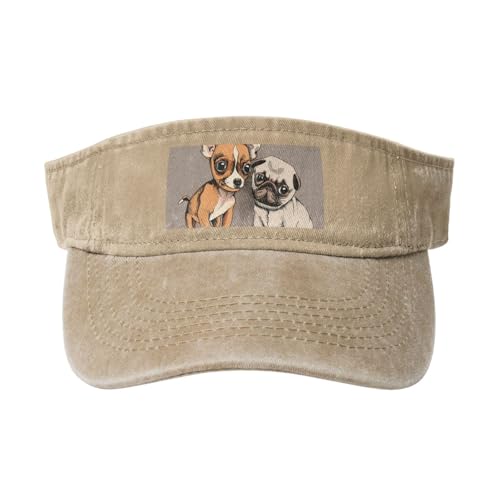 HDTVTV Chihuahua Bulldog süße Mops Hund Haustier Tier Freunde Welpen Beige, Verstellbare Leere Baseballkappe, Sport-Sonnenblendenhüte, Unisex-Sonnenschutz-Schirmkappe von HDTVTV