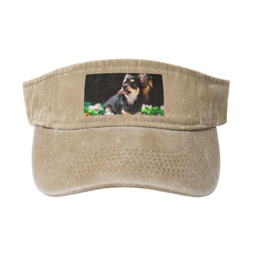 HDTVTV Chihuahua Hund süß, Verstellbare Leere Baseballkappe, Sport-Sonnenblendenhüte, Unisex-Sonnenschutz-Schirmkappe von HDTVTV