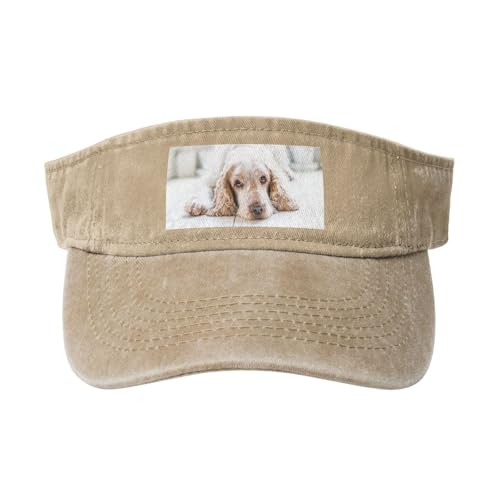 HDTVTV Cocker Spaniel Brauner Spaniel Traurige Hunde Hunde Haustiere, Verstellbare Leere Baseballkappe, Sport-Sonnenblendenhüte, Unisex-Sonnenschutz-Schirmkappe von HDTVTV