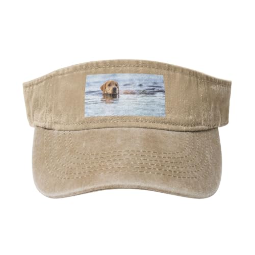 HDTVTV Golden Retriever Schwimmende Hunde Haustiere Labrador, Verstellbare Leere Baseballkappe, Sport-Sonnenblendenhüte, Unisex-Sonnenschutz-Schirmkappe von HDTVTV