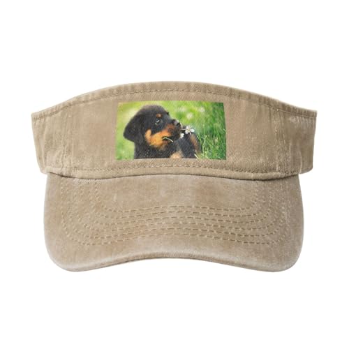 HDTVTV Hund Rottweiler Süß Tiere Tier Welpe, Verstellbare Leere Baseballkappe, Sport-Sonnenblendenhüte, Unisex-Sonnenschutz-Schirmkappe von HDTVTV