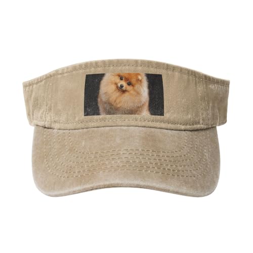 HDTVTV Pomeranian Hund Welpe süß, Verstellbare Leere Baseballkappe, Sport-Sonnenblendenhüte, Unisex-Sonnenschutz-Schirmkappe von HDTVTV