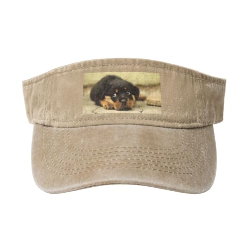 HDTVTV Rottweiler Hunde Süße Hunde Welpen Haustiere Klein, Verstellbare Leere Baseballkappe, Sport-Sonnenblendenhüte, Unisex-Sonnenschutz-Schirmkappe von HDTVTV