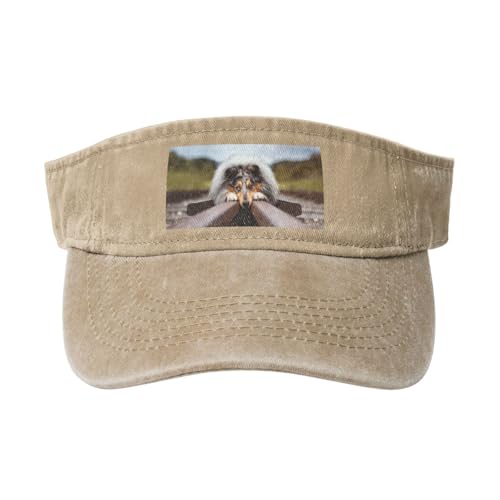 HDTVTV Rough Collie Bokeh Eisenbahn Hunde Haustiere Rau, Verstellbare Leere Baseballkappe, Sport-Sonnenblendenhüte, Unisex-Sonnenschutz-Schirmkappe von HDTVTV