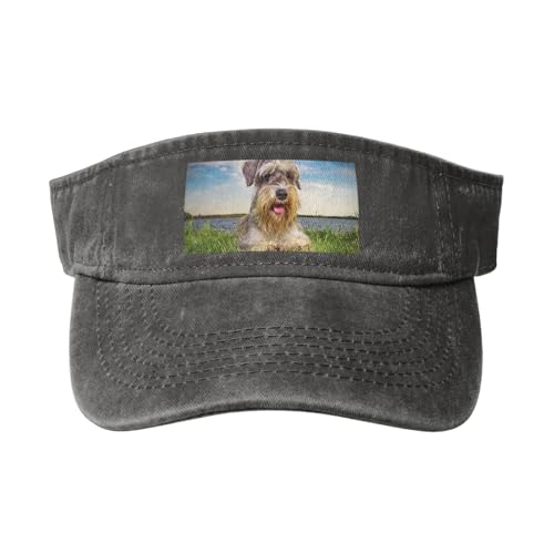 HDTVTV Schnauzer Rasen Haustiere Graue Hunde Chnauzer, Verstellbare leere Baseballkappe, Sport-Sonnenblendenhüte, Unisex-Sonnenschutz-Schirmkappe von HDTVTV