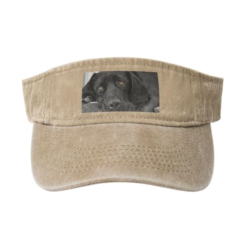 HDTVTV Schwarzer Labrador-Welpe, süßer Hund, Verstellbare Leere Baseballkappe, Sport-Sonnenblendenhüte, Unisex-Sonnenschutz-Schirmkappe von HDTVTV