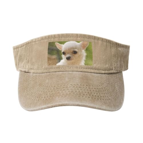 HDTVTV Weißes Chihuahua-Hundegesicht, Verstellbare Leere Baseballkappe, Sport-Sonnenblendenhüte, Unisex-Sonnenschutz-Schirmkappe von HDTVTV