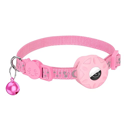 HDYS FüR Tag Katzenhalsband, Reflektierendes Halsband für Katzen mit Sicherheitsschnalle und Wasserdichter Halterung 3/8 Breite, Rosa von HDYS