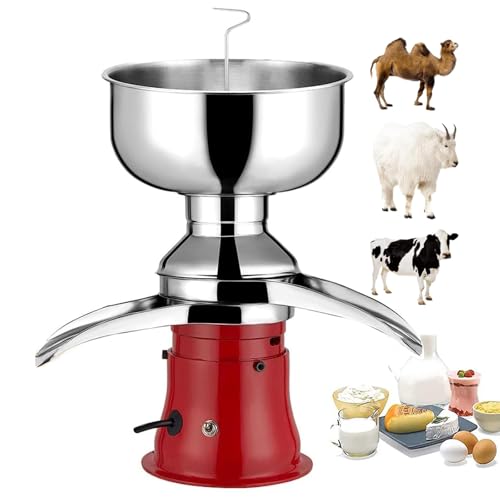 Electric Fresh Milk Cream Separator, 50L/h Electric Milk Cream Centrifugal Separator, Stainless Steel Milk Centrifuge Cream Separator with 5L Bowl Capacity, Turn Raw Whole Milk into Skim Milk,Red von HDaspijh