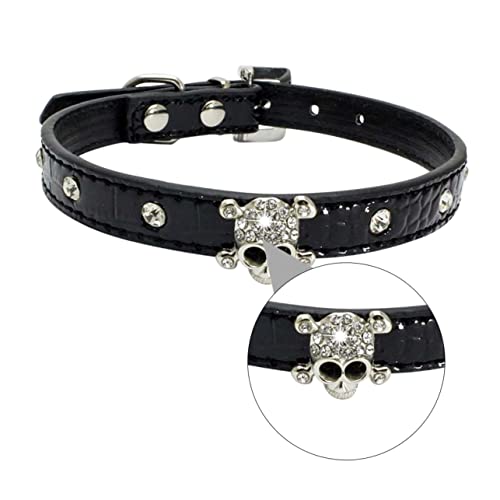 HEALEEP 1 STK Halloween-Schädel-Haustierhalsband Halloween-Katzenhalsband PU-Hundehalsbänder Welpenhalsband Kleidung Party-Hundehalsbänder Halloween-Hundehalsbänder Strasssteine Hundeleine von HEALEEP