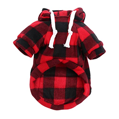 HEALEEP 1stk Haustier Mantel Kariertes Hundetuch Hunde-Weihnachts-Outfit Karierter Hunde-Hoodie Karierter Haustier-Hoodie Hundebekleidung Wintermantel Für Hunde Polyester Gurt Weihnachten von HEALEEP