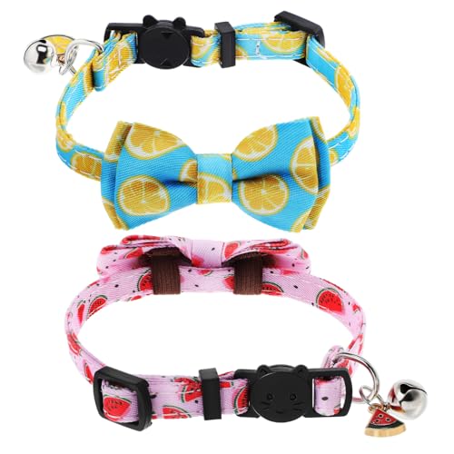 HEALEEP 2 STK Obsthalsband Für Haustiere Katzenhalsbänder Für Mädchenkatzen Katzenhalsband Mit Glöckchen Kätzchenhalsband Mit Glöckchen Hundehalsband Polyester Kettenblatt Die Blumen von HEALEEP