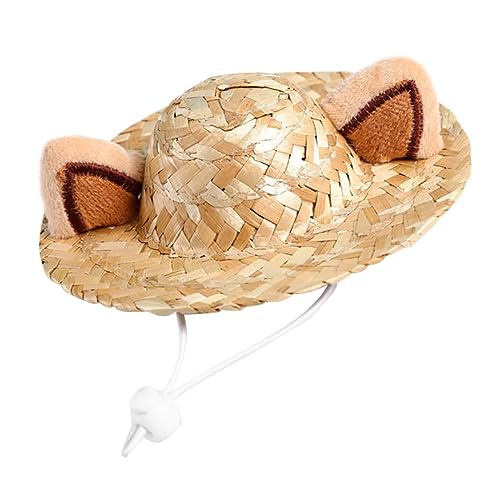 HEALEEP Haustier Strohhut Sommer Hut Sombrero-Partyhüte Katzenmützen für Katzen Hund Tiara Kappen Kätzchen Cooler Hut Haustierhüte Schutz Sommerhut Requisiten schmücken von HEALEEP