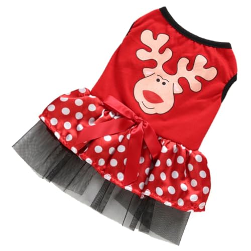 HEALEEP Haustier Weihnachtskleid Hundeweihnachtskleid Weihnachtswelpenkostüm Rock Weihnachtsmann-Kleid Party-Outfit für Haustiere Haustierkleidung Weihnachten Hundekleidung Polyester von HEALEEP