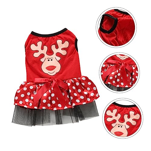 HEALEEP Haustier Weihnachtskleid Rotes Haustierkleid Katzenmantel Rotes Kapuzenshirt Hemdkleid Hundekleider Für Kleine Hunde Haustier Umhang Mantelkleid Rock Weihnachten Polyester Overall von HEALEEP