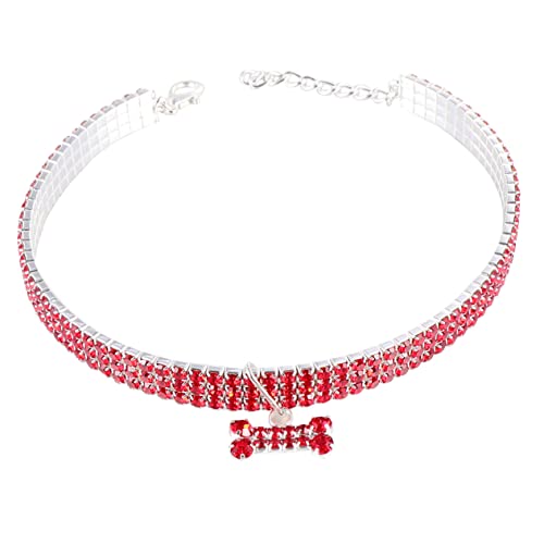 HEALEEP Hund Kette Halsband Welpenhalsband Mädchen Abreißhalsband Für Hunde Haustierhalsband Mit Strass Hund Kristall Halsband Haustier Hundehalsband Abbrechbarer Kragen Hündchen Bulldogge von HEALEEP