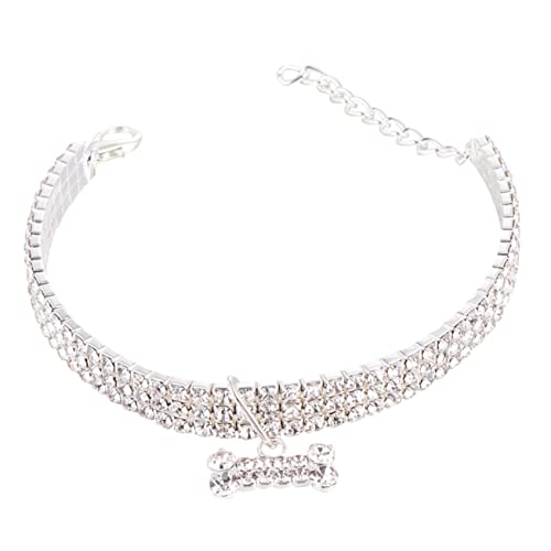 HEALEEP Katzenhalsband Strass Hund Halskette Edelstahl Hundehalsband Kleine Tierhalsbänder Diamanthalsband Für Hunde Martingalhalsbänder Diamant Hundehalsband Weiß Hündchen Haustierzubehör von HEALEEP