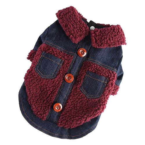 HEALEEP Kleidung Für Haustiere Kleiner Hund Wintermantel Modische Hundebekleidung Welpe Winterliches Hundeoutfit Karierter Pullover Für Hunde Denim-Hunde-Hoodie Polyester Hundemantel Mode von HEALEEP