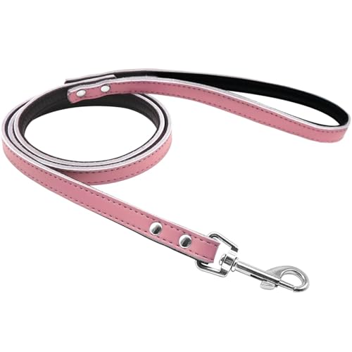 Hundeleine 120 cm Langer Lederhund -Leine Langes Seiltierpelte Katze Wanderleinen for kleine mittelgroßen großen Hunden Haustier Leinen (Color : Pink, Size : A) von HEBBES