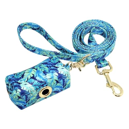 Hundeleine Personalisierte Hundekragen Leine Set gedruckt eingraviert Haustier Leinen (Color : Blue Leash Bag Set, Size : M1) von HEBBES