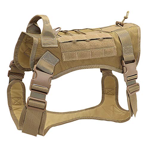 Hundeleine Taktische Hundekabelbaumweste Arbeit Hundekleidung Kabelbaum Leine Set Hundeweste for mittlere große Hunde Haustier Leinen (Color : Khaki, Size : M1) von HEBBES